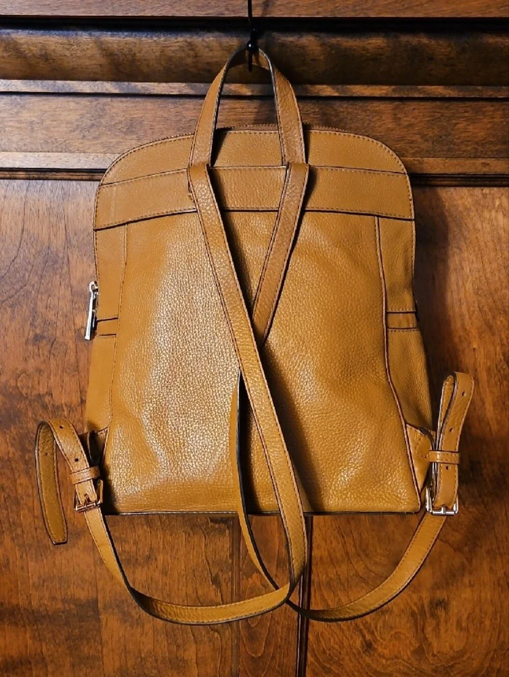 Michael Kors Cognac Pebbled Leather Backpack with Gold Hardware